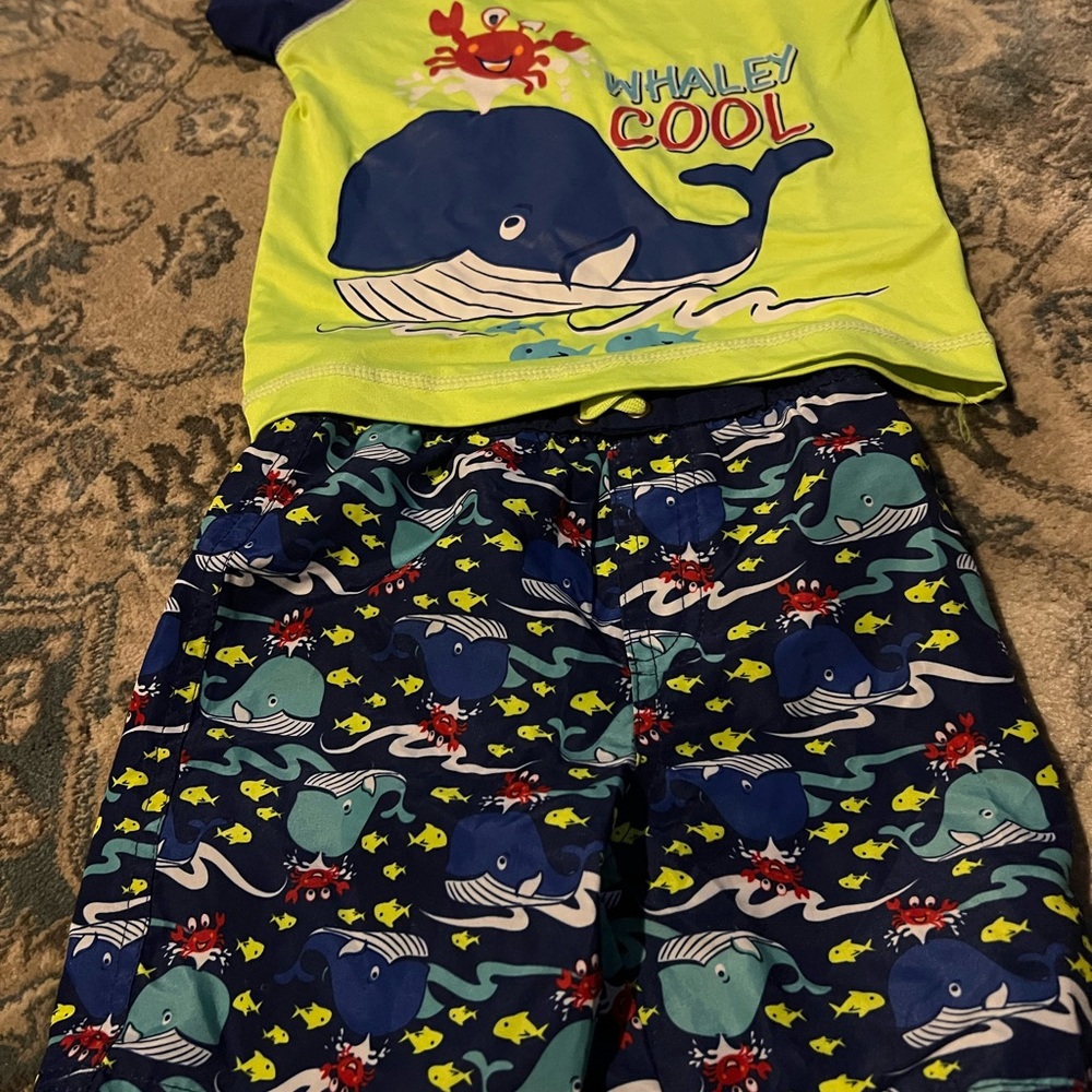 Green and Blue Swim outfit  Vibrant Aquatic Design 18 months
